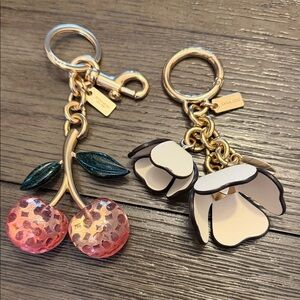 Coach Cherry and Flower bag charm Set